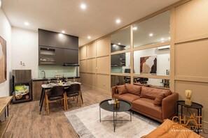 City Apartment, Balcony, City View | Living area