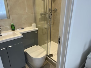 Ducha, bidet, toallas, jabón