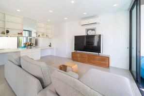 Exclusive Villa, 4 Bedrooms, Private Pool, Garden View | Living area | 36-inch flat-screen TV with cable channels
