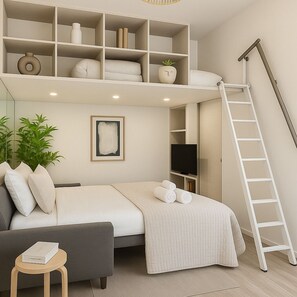 Signature Studio | Living area | 80-cm Smart TV with digital channels - 1571 Lombards (Paris)