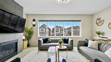 TV, fireplace, foosball, offices