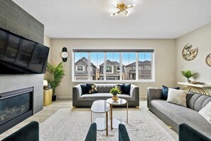 TV, fireplace, table football, offices