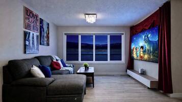 TV, fireplace, foosball, offices