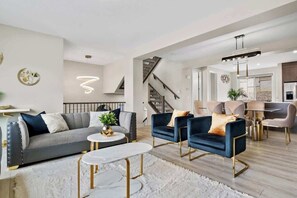 TV, fireplace, table football, offices