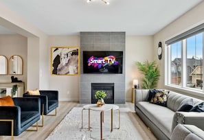 TV, fireplace, offices