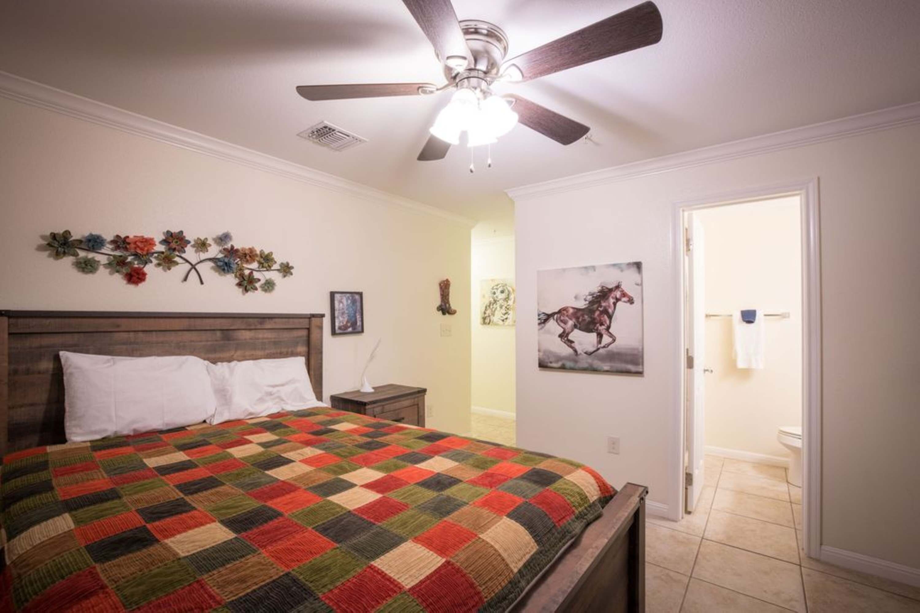 Bedroom 1 with queen bed, and ensuite