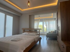Suite estudio económica, vistas al mar | Wifi gratis