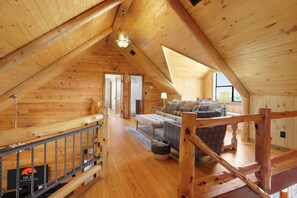 TV, fireplace, table tennis - Log Home w/ Firepit, Porch, Ping Pong & Pickleball (Wimberley)