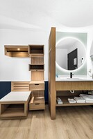 Combined shower/tub, hair dryer, towels, soap