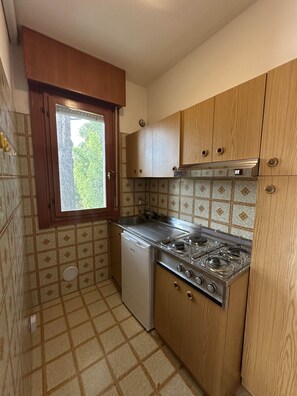 Geladeira, cooktop, talheres/pratos/utensílios de cozinha