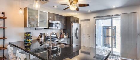 Microwave, oven, stovetop, dishwasher