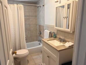 Hair dryer, towels, toilet paper