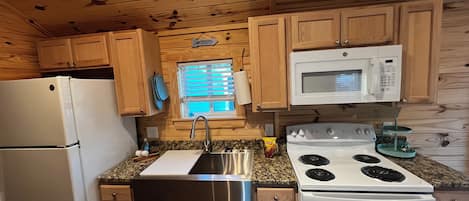 Microwave, oven, stovetop, coffee/tea maker