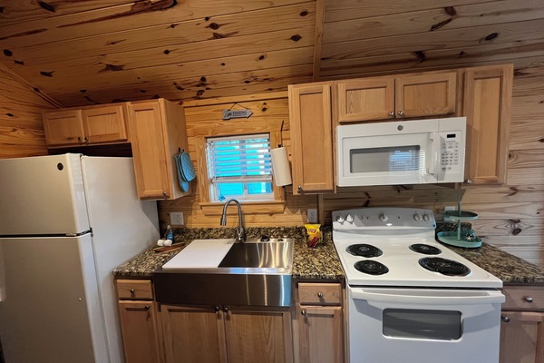 Microwave, oven, stovetop, coffee/tea maker