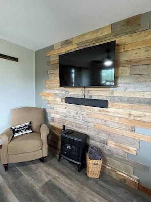 Fernseher, Kamin, DVD-Player