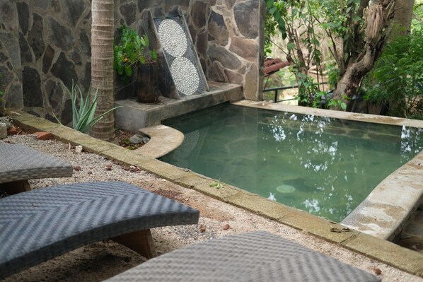 Outdoor pool, pool loungers