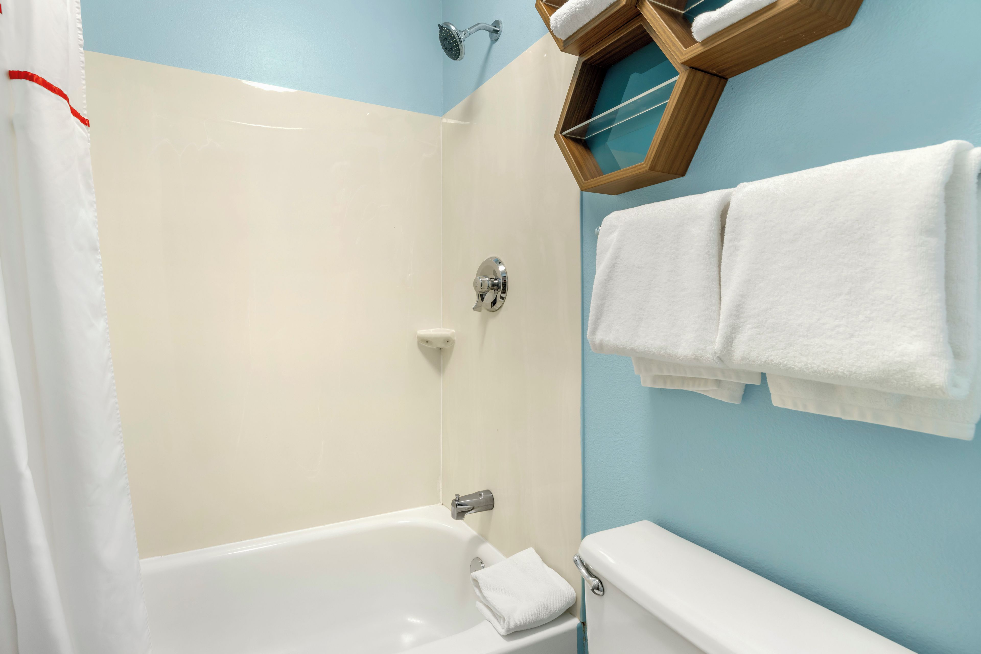 A bathroom with a bathtub, a shower, and a toilet.