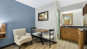 Studio, 1 King Bed, Non Smoking (Larger Room) | Private kitchenette | Full-size fridge, microwave, stovetop, eco-friendly cleaning products