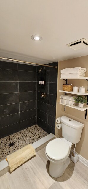 Haartrockner, Handtücher, Seife, Toilettenpapier