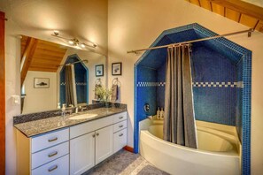 Shower, hair dryer, shampoo