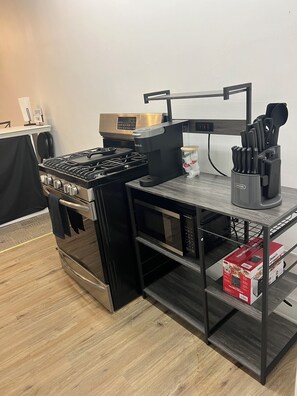 Microwave, oven, stovetop, paper towels