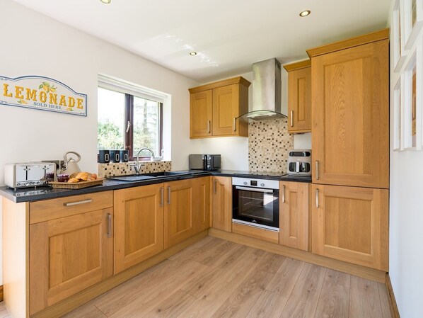 Fridge, microwave, oven, toaster