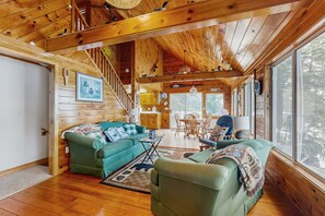 TV, DVD player, books, video library