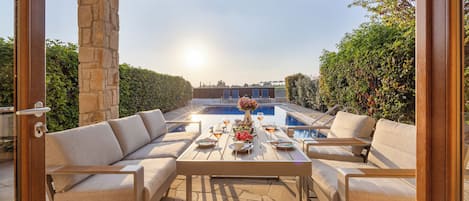 Villa, 2 Bedrooms, Private Pool, Garden View | Terrace/patio