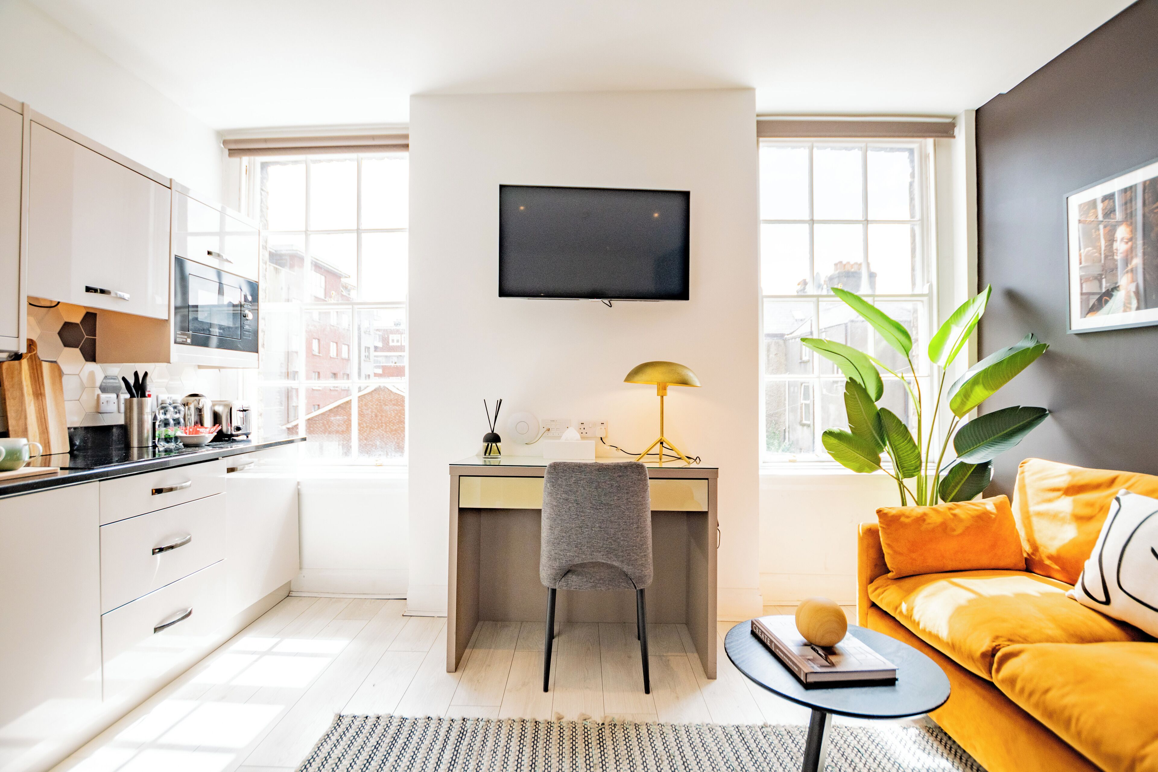 In-room safe, desk, laptop workspace, iron/ironing board