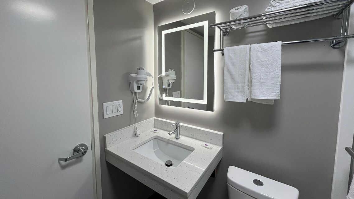 Shower, towels, toilet paper