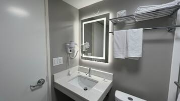 Shower, towels, toilet paper