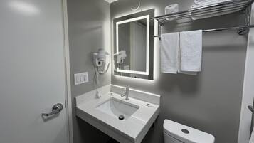 Shower, towels, toilet paper