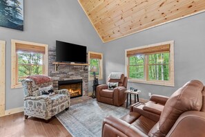 Smart TV, fireplace, video games