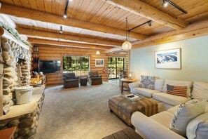 Smart TV, fireplace, stereo