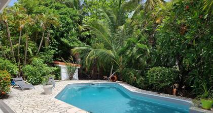 Villa créole avec piscine, entre mer turquoise et jardin tropical