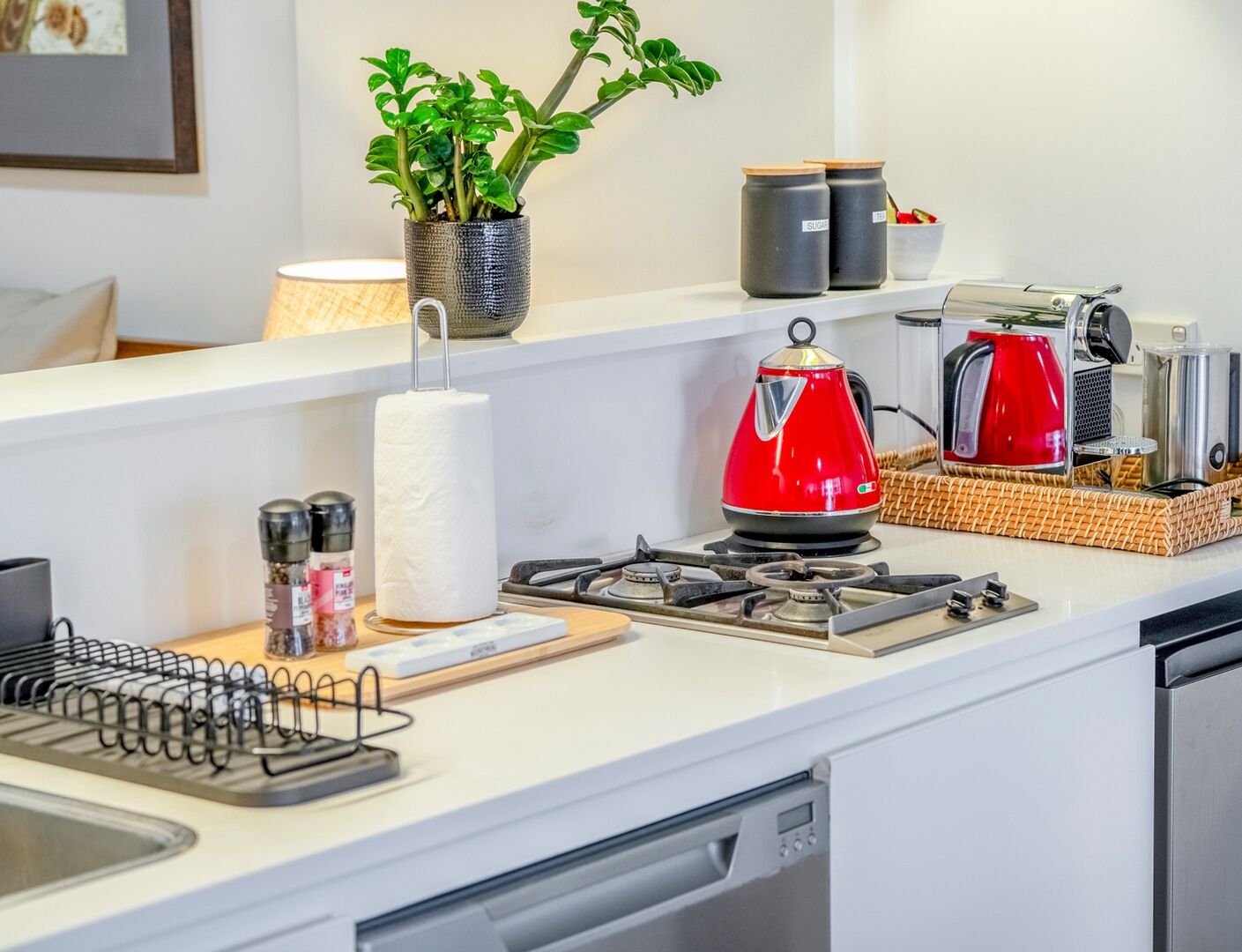 Fridge, microwave, stovetop, dishwasher