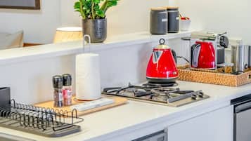 Fridge, microwave, stovetop, dishwasher