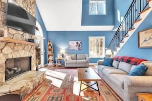 TV, fireplace, offices
