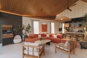 Deluxe Villa, 5 Bedrooms, Private Pool, Pool View | Living area | 65-inch Smart TV with digital channels - Makia Penthouse by Alfred in Bali (Canggu)
