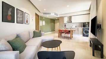 The Groundlight 1BDR @ Mangroovy | Free Beach & Pool (M3-2B-01) | Living area | TV, streaming services