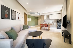 The Groundlight 1BDR @ Mangroovy | Free Beach & Pool (M3-2B-01) | Living area | TV, streaming services