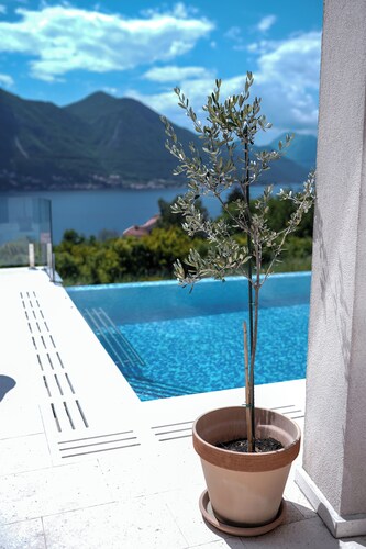 Villa with infinity pool and views of the sea and the Bay of Kotor