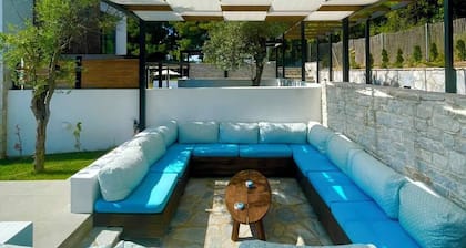 Allure luxury villa with private pool surrounded by pine and olive trees