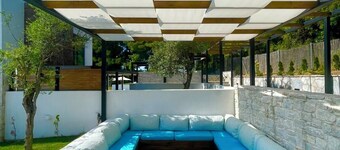 Allure luxury villa with private pool surrounded by pine and olive trees