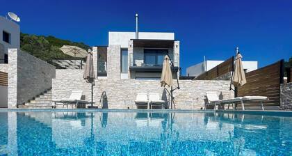 Allure luxury villa with private pool surrounded by pine and olive trees