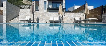 Allure luxury villa with private pool surrounded by pine and olive trees