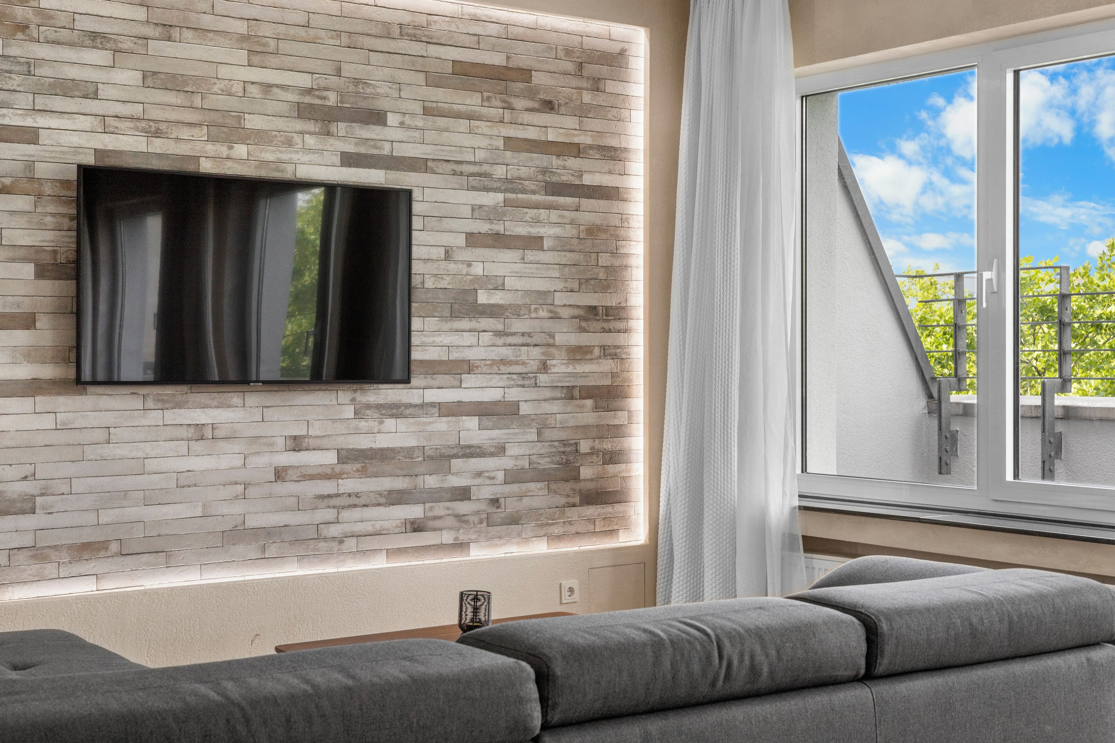 奢華公寓, 露台, 城市景 | 客廳