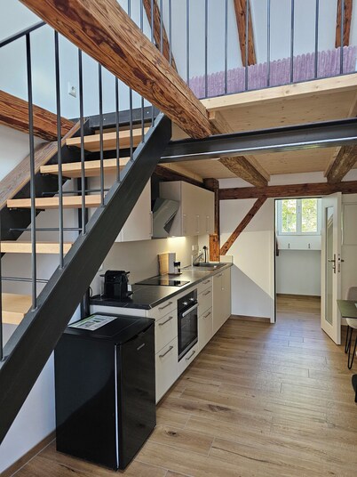 New, cozy vacation apartment in the attic with sleeping gallery, near Ammersee