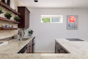 Fridge, microwave, oven, dishwasher