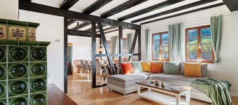 Apartment 'Höflelounge' with Tiled Stove, Balcony, and Wi-Fi